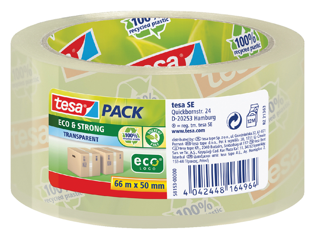 Ruban d'emballage tesapack® eco & strong 66mx50mm transparent