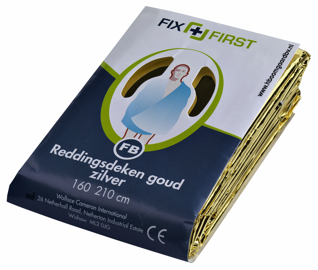 Couverture de sauvetage FixFirst 160x210cm argentée/dorée