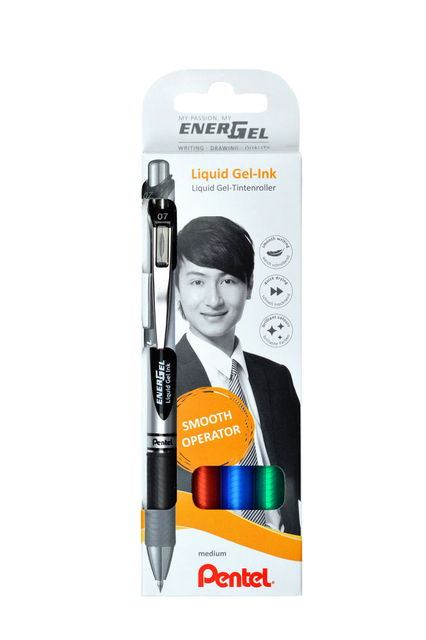 Gelschrijver Pentel BL77 Energel medium assorti 4 stuks