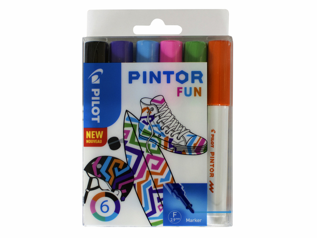 Feutre PILOT Pintor Fun Fin assorti 6 pièces