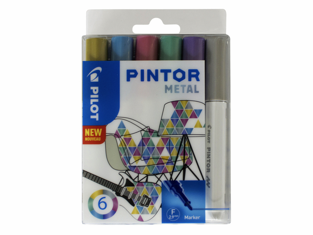 Feutre PILOT Pintor Métallic Fin assorti étui 6 pièces