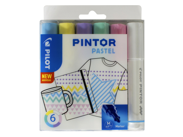 Feutre PILOT Pintor Pastel Medium assorti étui 6 pièces