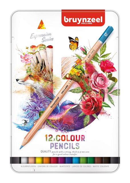 Crayon de couleur Bruynzeel Expression boîte métal 12 pièces