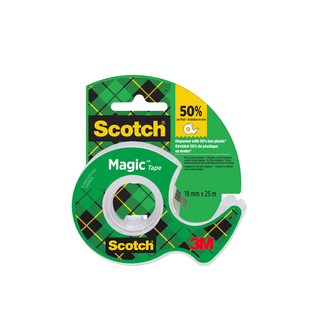 Ruban adhésif Scotch Magic 810 19mmx25m invisible + dérouleur