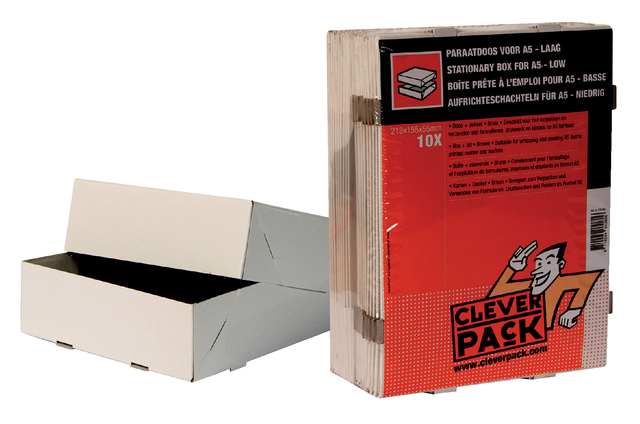 Boîte télescopique CleverPack A5 218x155x55mm p/500 feuilles blanc 10 pièces