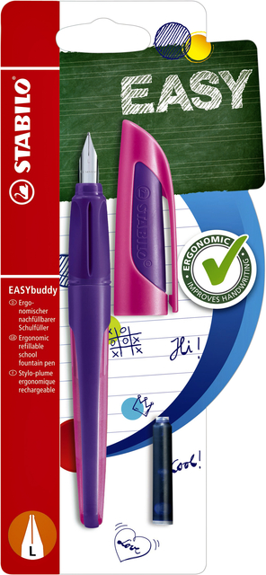 Stylo plume STABILO EASYbuddy gaucher M violet/magenta blister 1 pièce