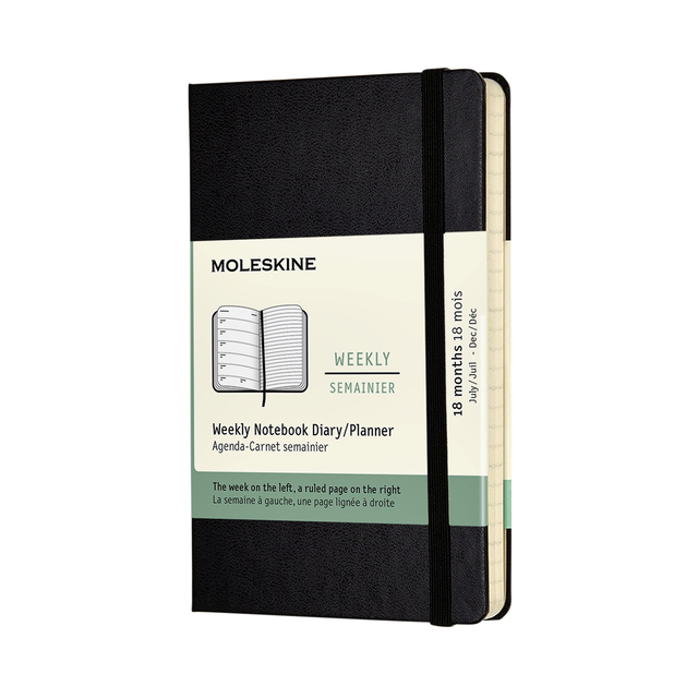 Agenda-Carnet 2022-2023 Moleskine 18 mois Pocket hard cover noir