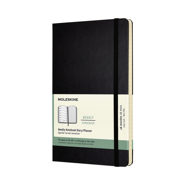 Agenda-Carnet 2022-2023 Moleskine 18 mois Large hard cover noir