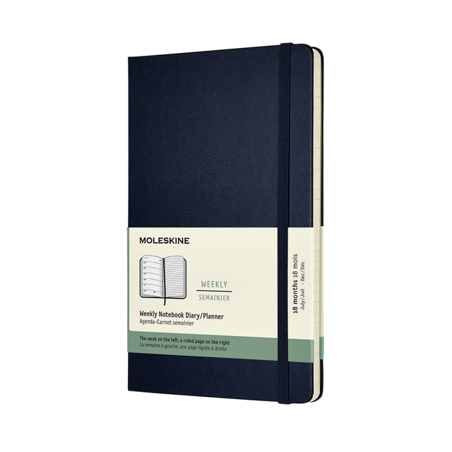 Agenda notitieboek 2022-2023 Moleskine 18mnd Large soft cover saffierblauw