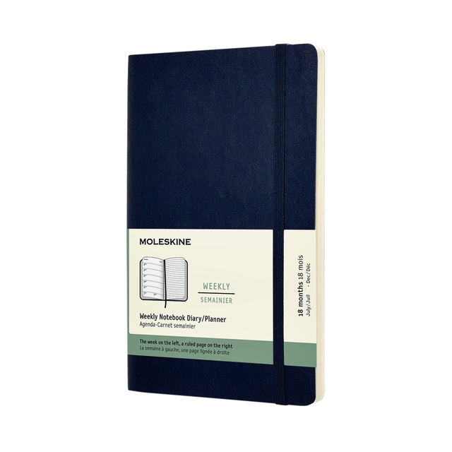 Agenda-Carnet 2022-2023 Moleskine 18 mois Large hard cover bleu saphir