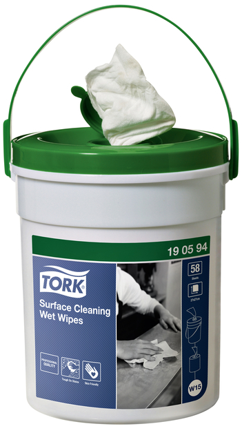Lingettes imprégnées Tork Premium W15 190594 1 épaisseur seau 58 feuilles blanc