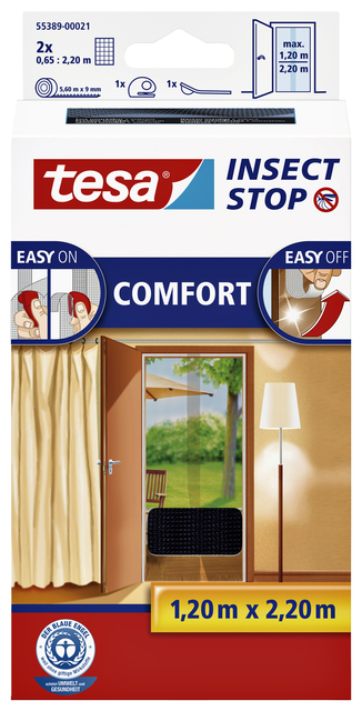 Moustiquaire tesa® Insect Stop COMFORT porte 2x 0,65x2,5m noir