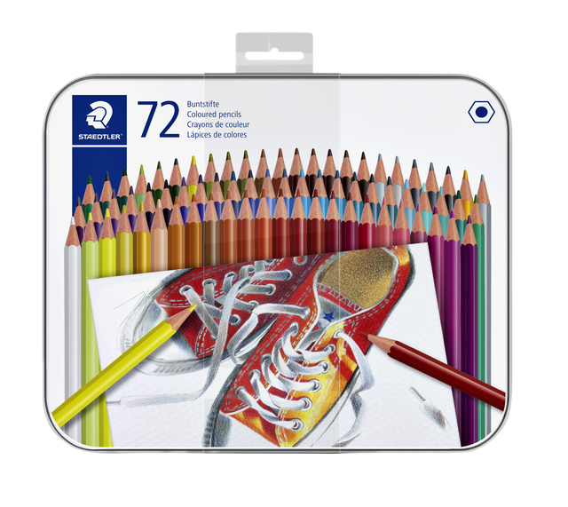 Kleurpotlood Staedtler 175 6kantig assorti blik à 72 kleuren