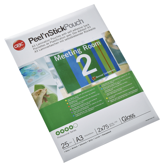 Pochette de plastification GBC A3 autocollante 2x75 micron 25 piéces