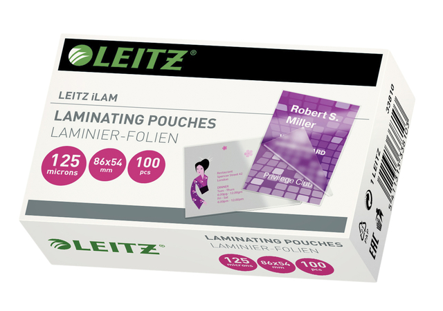 Pochette de plastification Leitz iLAM 54x86mm 2x125 microns EVA 100 pièces