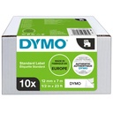 Ruban étiquettes Dymo LabelManager D1 polyester 12mm noir sur blanc 10 pièces