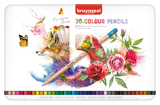 Crayon de couleur Bruynzeel Expression boîte métal 36 couleurs