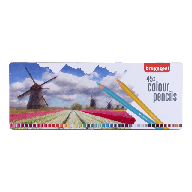 Kleurpotloden Bruynzeel Holland blik à 45 stuks assorti
