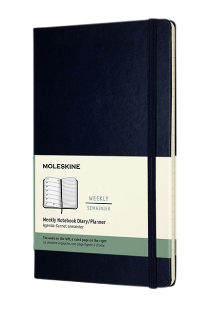 Agenda-Carnet 2023 Moleskine 12 mois Large hard cover bleu saphir