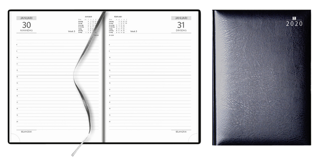 Agenda A5, dag per pagina, blauw