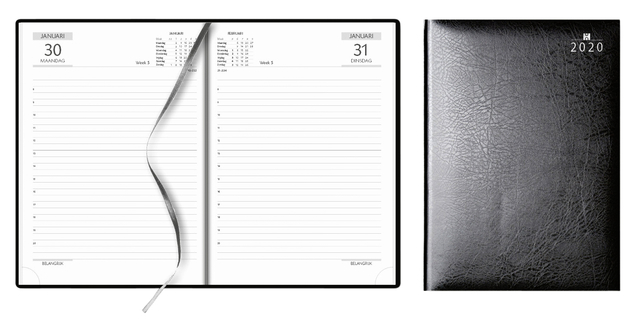 Agenda A5, dag per pagina, zwart
