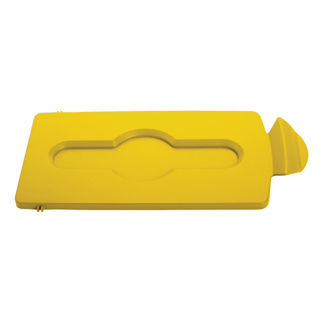 Deksel Rubbermaid Slim Jim Recyclestation gesloten geel