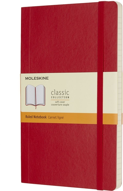 Notitieboek Moleskine large 130x210mm lijn soft cover scarlet red