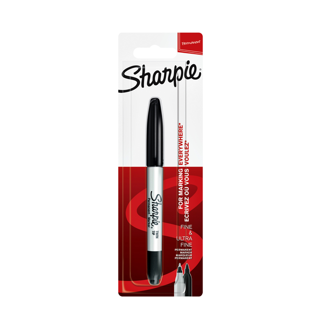 Viltstift Sharpie rond Twin tip ultra fijn & F zwart blister à 1 stuk