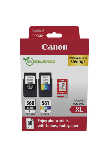 Cartouche d'encre Canon PG-560XL CL-56XL + papier