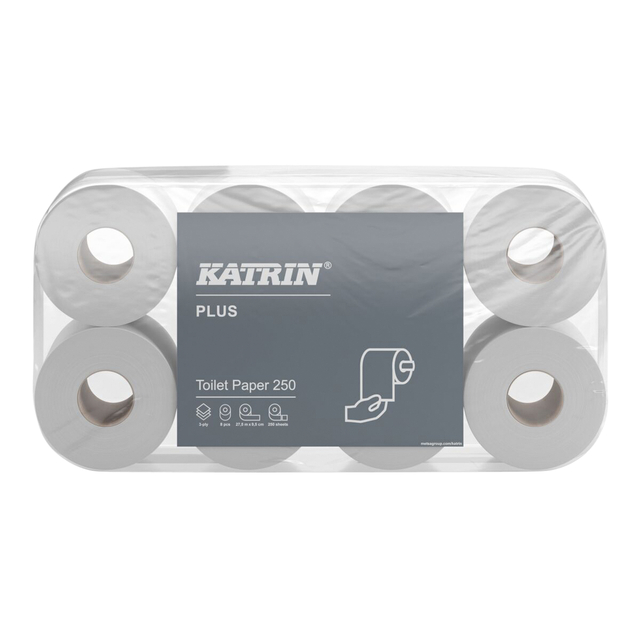Papier toilette Katrin Plus 3 épaisseurs 250 feuilles blanc