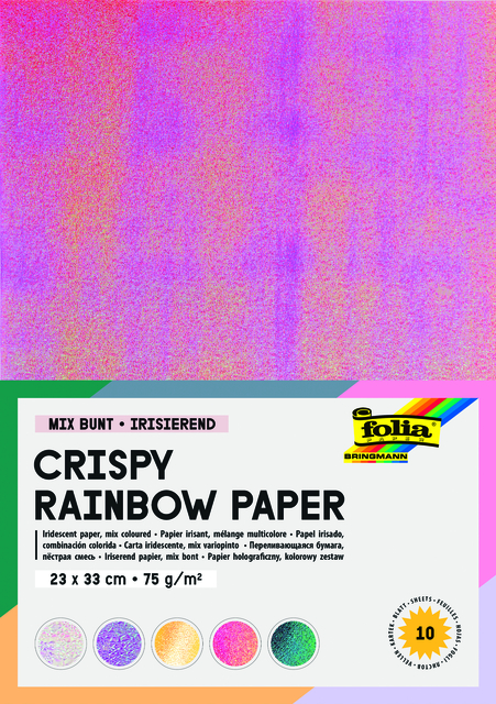 Papier irisé Folia 23x33cm 75g 10 feuilles assorti