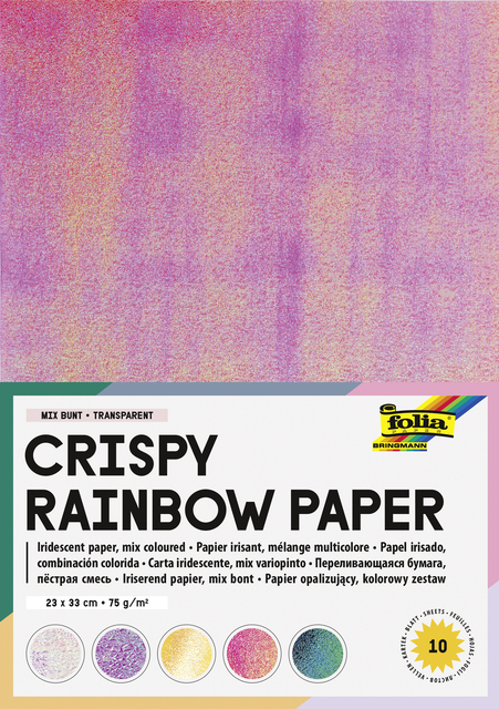 Regenboogpapier Folia 23x33cm iriserend 75gr 10 vel assorti