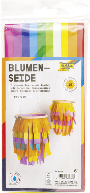 Papier de soie Folia 50x70cm 20g assorti 10 feuilles