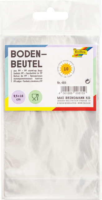 Sachet Folia 115x190mm transparent 10 pièces