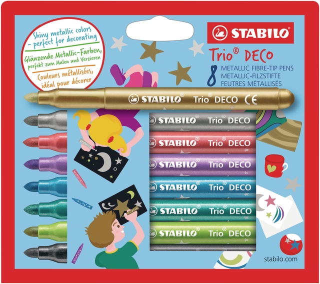 Feutre STABILO Trio Deco Metallic assorti étui 8 pièces
