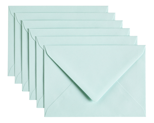 Enveloppe Papicolor C6 114x162mm vert bleuté paquet 6 pièces