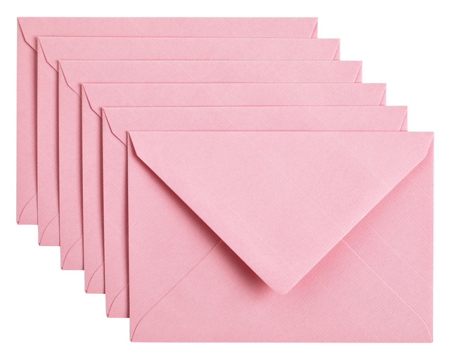 Enveloppe Papicolor C6 114x162mm rose bébé paquet 6 pièces