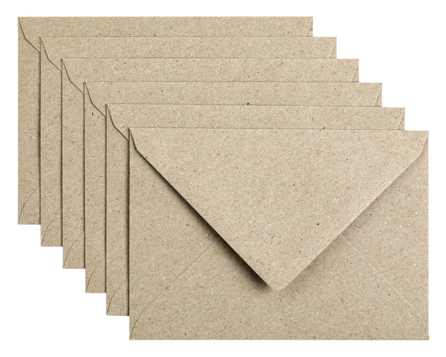 Enveloppe Papicolor C6 114x162mm kraft gris paquet 6 pièces