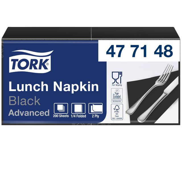 Serviette Tork Advanced 477148 2 épaisseurs pli 1/4 328x325mm noir 200 pièces