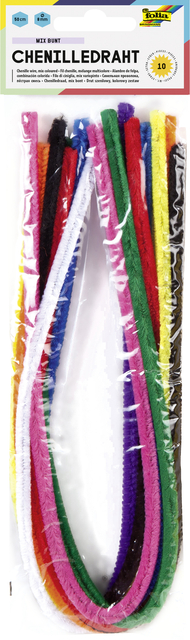 Chenilledraad Folia 50cm 8mm doorsnede 10 stuks assorti