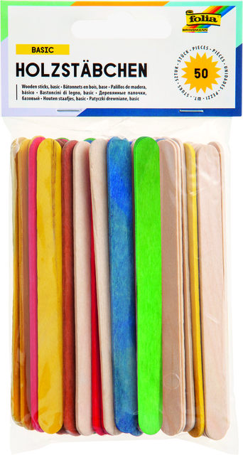 Bâtonnet en bois Folia assorti 50 pièces