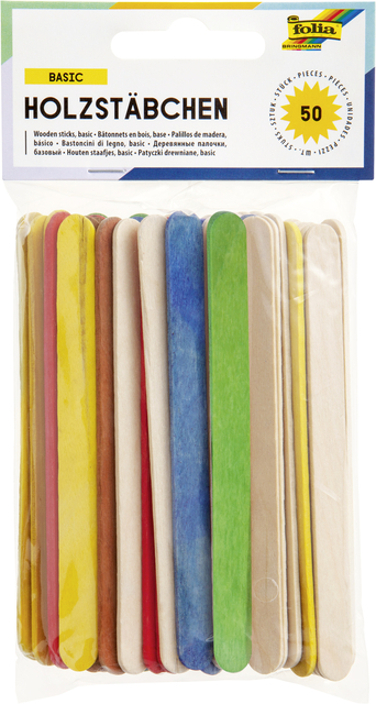 Bâtonnet en bois Folia assorti 50 pièces