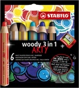 Crayon de couleur STABILO Woody 8806-1-20 étui 6 couleurs + taille-crayon