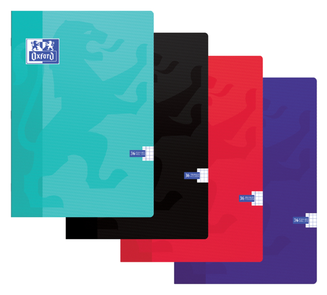 Cahier Oxford School A4 carreau 5x5mm 72 pages 80g assorti