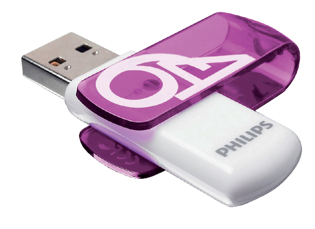 Clé USB 2.0 Philips Vivid USB-A 64Go violet