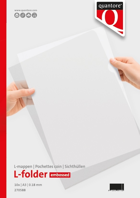 Pochette modèle L Quantore A3 PP 0,18mm grainé transparent