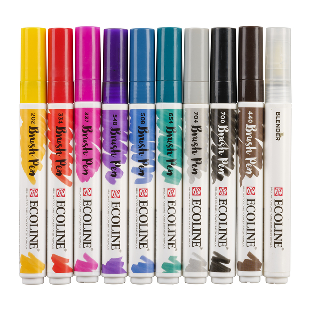Feutre pinceau Talens Ecoline Lettrage à la main assorti 10 pièces