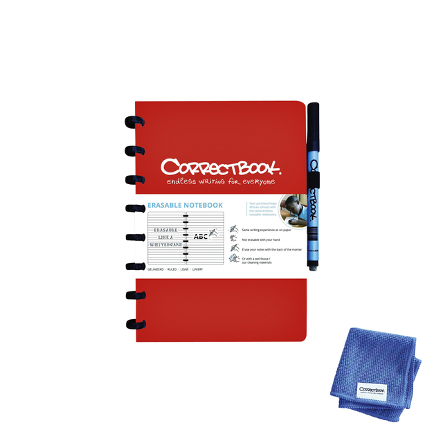 Notitieboek Correctbook A5 lijn 40blz horizon red