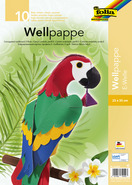 Carton ondulé Folia cannelure E 25x35cm 10 feuilles assorti