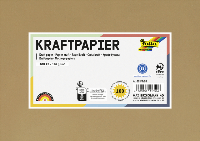 Papier kraft Folia A5 120g 100 feuilles